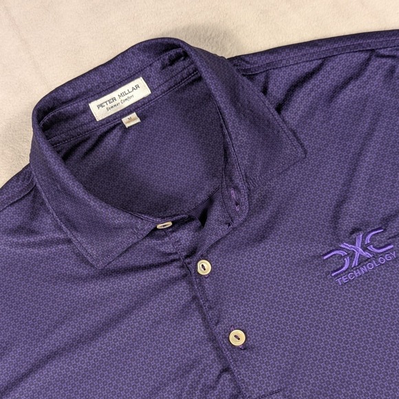 Peter Millar Other - Peter Millar Summer Comfort Mens Purple Geometric Polo Shirt DXC Technology Med